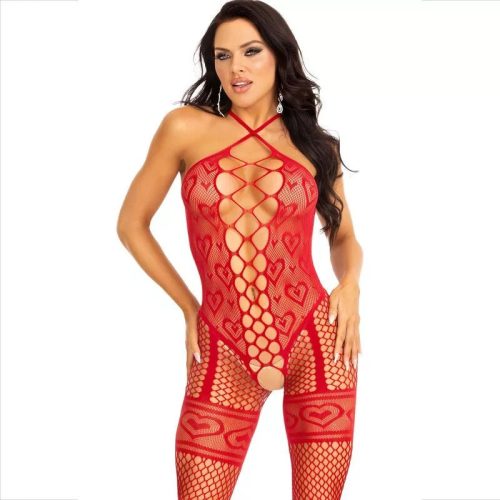 Bodystocking piros szívek  – prémium intim kozmetikum